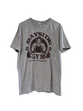 Gildan Softstyle Men's Bayside Gym Saved by the Barbell T-Shirt Gray, Size Large
